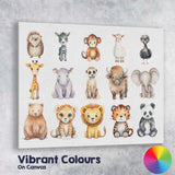 Cute Woodland And Safari Baby Animals Set Watercolour Illustration Canvas Wall Art Print Decor Picture Ready to Hang