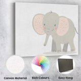 Cute Grey Baby Elephant Nursery Illustration Canvas Wall Art Print Decor Picture Ready to Hang