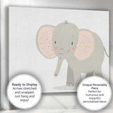 Cute Grey Baby Elephant Nursery Illustration Canvas Wall Art Print Decor Picture Ready to Hang