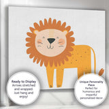 Cute Smiling Lion Nursery Animal Illustration Canvas Wall Art Print Decor Picture Ready to Hang