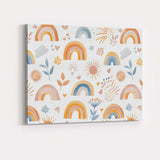 Boho Blue Orange Rainbow Sunshine Nursery Pattern Canvas Wall Art Print Decor Picture Ready to Hang