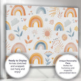 Boho Blue Orange Rainbow Sunshine Nursery Pattern Canvas Wall Art Print Decor Picture Ready to Hang