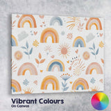 Boho Blue Orange Rainbow Sunshine Nursery Pattern Canvas Wall Art Print Decor Picture Ready to Hang