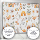 Watercolour Boho Floral Rainbow Meadow Repeat Pattern Canvas Wall Art Print Decor Picture Ready to Hang