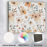 Neutral Watercolour Wildflower Botanical Repeat Pattern Canvas Wall Art Print Decor Picture Ready to Hang