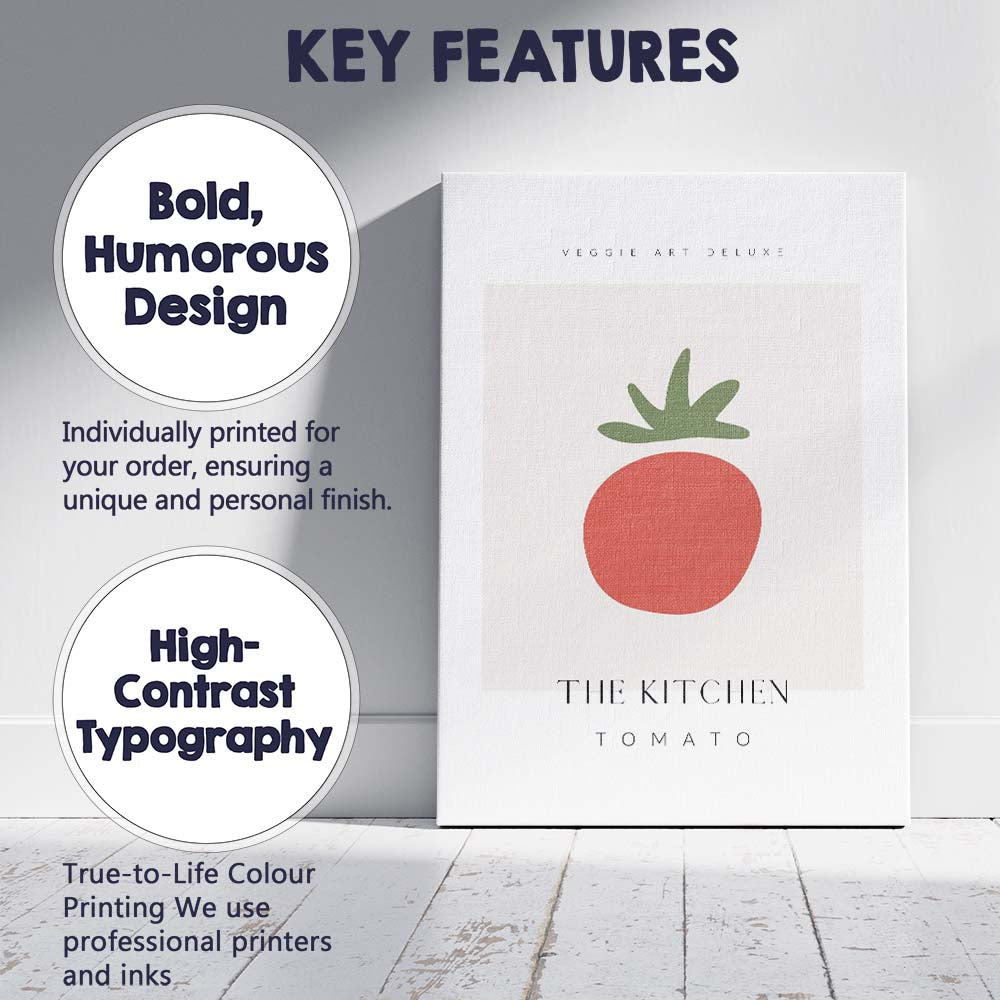 Minimalist Tomato Kitchen Poster Scandinavian Food Illustration Canvas Wall Art Print Decor Picture Ready to Hang