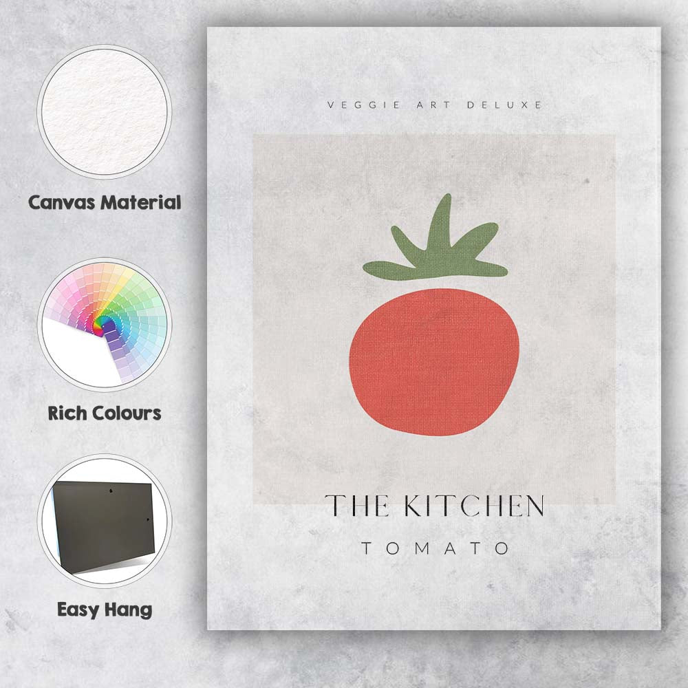 Minimalist Tomato Kitchen Poster Scandinavian Food Illustration Canvas Wall Art Print Decor Picture Ready to Hang