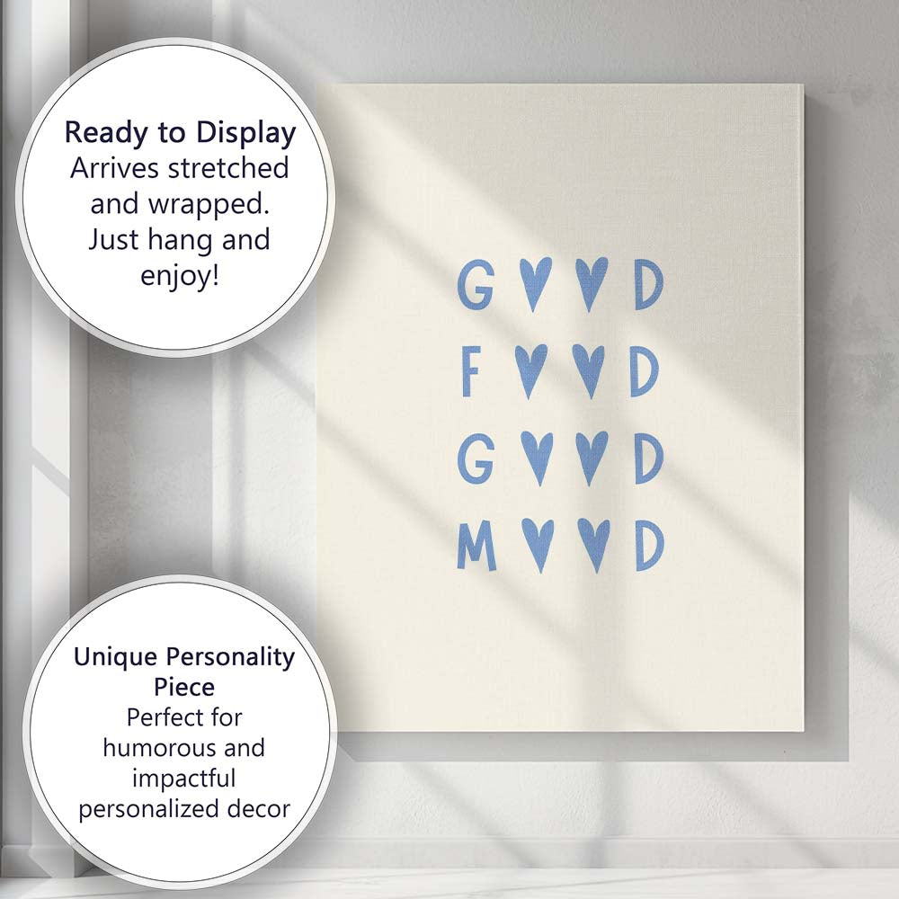 Minimalist Good Food Good Mood Typography Poster Canvas Wall Art Print Decor Picture Ready to Hang