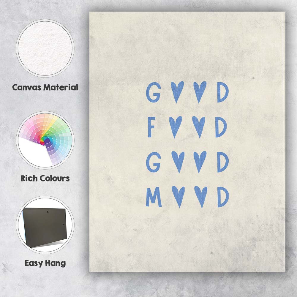 Minimalist Good Food Good Mood Typography Poster Canvas Wall Art Print Decor Picture Ready to Hang