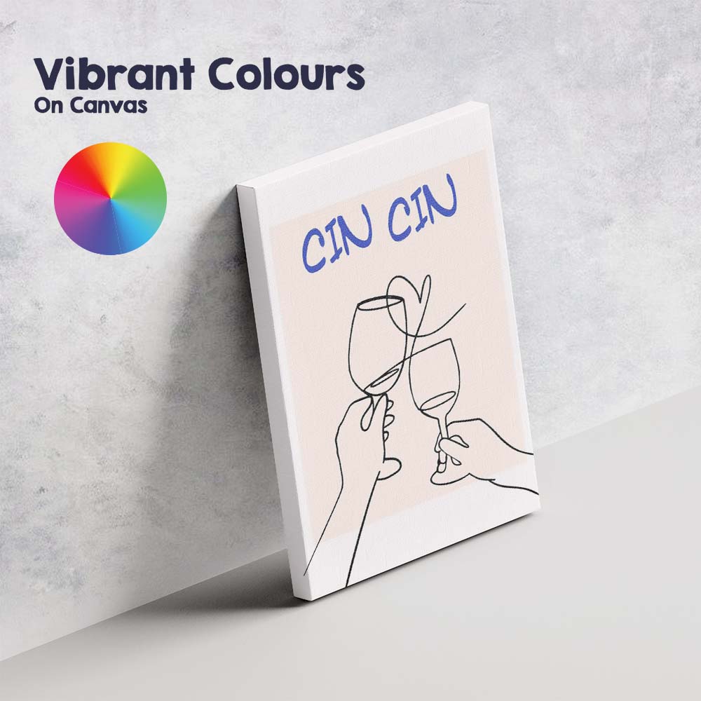 Minimalist Cin Cin Wine Toast Line Art Poster Canvas Wall Art Print Decor Picture Ready to Hang