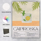 Modern Caipiroska Cocktail Recipe Kitchen Poster Canvas Wall Art Print Decor Picture Ready to Hang