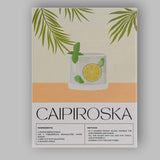 Modern Caipiroska Cocktail Recipe Kitchen Poster Canvas Wall Art Print Decor Picture Ready to Hang