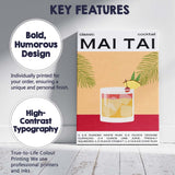 Classic Mai Tai Cocktail Recipe Kitchen Poster Canvas Wall Art Print Decor Picture Ready to Hang