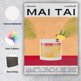Classic Mai Tai Cocktail Recipe Kitchen Poster Canvas Wall Art Print Decor Picture Ready to Hang