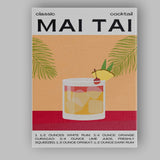 Classic Mai Tai Cocktail Recipe Kitchen Poster Canvas Wall Art Print Decor Picture Ready to Hang