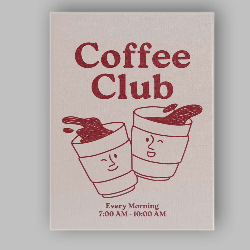 Cute Coffee Club Morning Takeaway Cups Poster Canvas Wall Art Print Decor Picture Ready to Hang