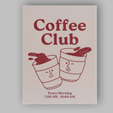 Cute Coffee Club Morning Takeaway Cups Poster Canvas Wall Art Print Decor Picture Ready to Hang