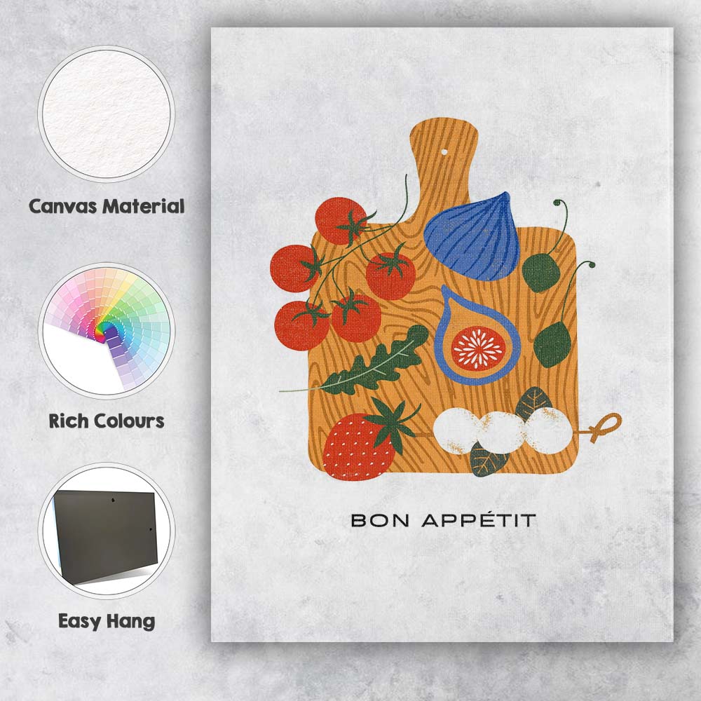 Rustic Charcuterie Board Fruit and Cheese Kitchen Illustration Canvas Wall Art Print Decor Picture Ready to Hang