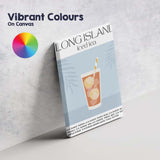 Long Island Iced Tea Cocktail Recipe Illustration Canvas Wall Art Print Decor Picture Ready to Hang