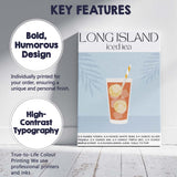 Long Island Iced Tea Cocktail Recipe Illustration Canvas Wall Art Print Decor Picture Ready to Hang
