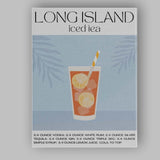 Long Island Iced Tea Cocktail Recipe Illustration Canvas Wall Art Print Decor Picture Ready to Hang