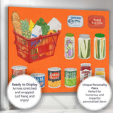 Retro Grocery Pantry Food Collection Illustration Canvas Wall Art Print Decor Picture Ready to Hang