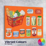 Retro Grocery Pantry Food Collection Illustration Canvas Wall Art Print Decor Picture Ready to Hang