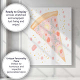 Pastel Floral Pizza Slice Whimsical Food Illustration Canvas Wall Art Print Decor Picture Ready to Hang
