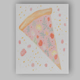 Pastel Floral Pizza Slice Whimsical Food Illustration Canvas Wall Art Print Decor Picture Ready to Hang
