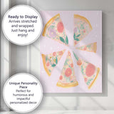 Pastel Floral Pizza Slice Collection Watercolour Food Illustration Canvas Wall Art Print Decor Picture Ready to Hang