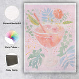Botanical Pink Citrus Cocktail Watercolour Painting Canvas Wall Art Print Decor Picture Ready to Hang