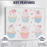 Pastel Strawberry Cupcake Collection Sweet Dessert Illustration Canvas Wall Art Print Decor Picture Ready to Hang