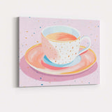 Elegant Pink Tea Cup Watercolour Illustration Canvas Wall Art Print Decor Picture Ready to Hang