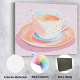 Elegant Pink Tea Cup Watercolour Illustration Canvas Wall Art Print Decor Picture Ready to Hang