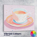 Elegant Pink Tea Cup Watercolour Illustration Canvas Wall Art Print Decor Picture Ready to Hang