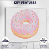 Pastel Pink Sprinkles Doughnut Sweet Bakery Illustration Canvas Wall Art Print Decor Picture Ready to Hang