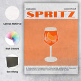 Classic Spritz Cocktail Recipe Minimalist Poster Canvas Wall Art Print Decor Picture Ready to Hang