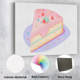 Pastel Pink Strawberry Cheesecake Slice Dessert Illustration Canvas Wall Art Print Decor Picture Ready to Hang