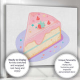 Pastel Pink Strawberry Cheesecake Slice Dessert Illustration Canvas Wall Art Print Decor Picture Ready to Hang