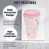 Pink Botanical Reusable Coffee Cup Watercolour Illustration Canvas Wall Art Print Decor Picture Ready to Hang