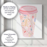 Pink Botanical Reusable Coffee Cup Watercolour Illustration Canvas Wall Art Print Decor Picture Ready to Hang