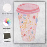 Pink Botanical Reusable Coffee Cup Watercolour Illustration Canvas Wall Art Print Decor Picture Ready to Hang