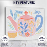 Scandinavian Floral Teapot and Tea Cup Watercolour Illustration Canvas Wall Art Print Decor Picture Ready to Hang