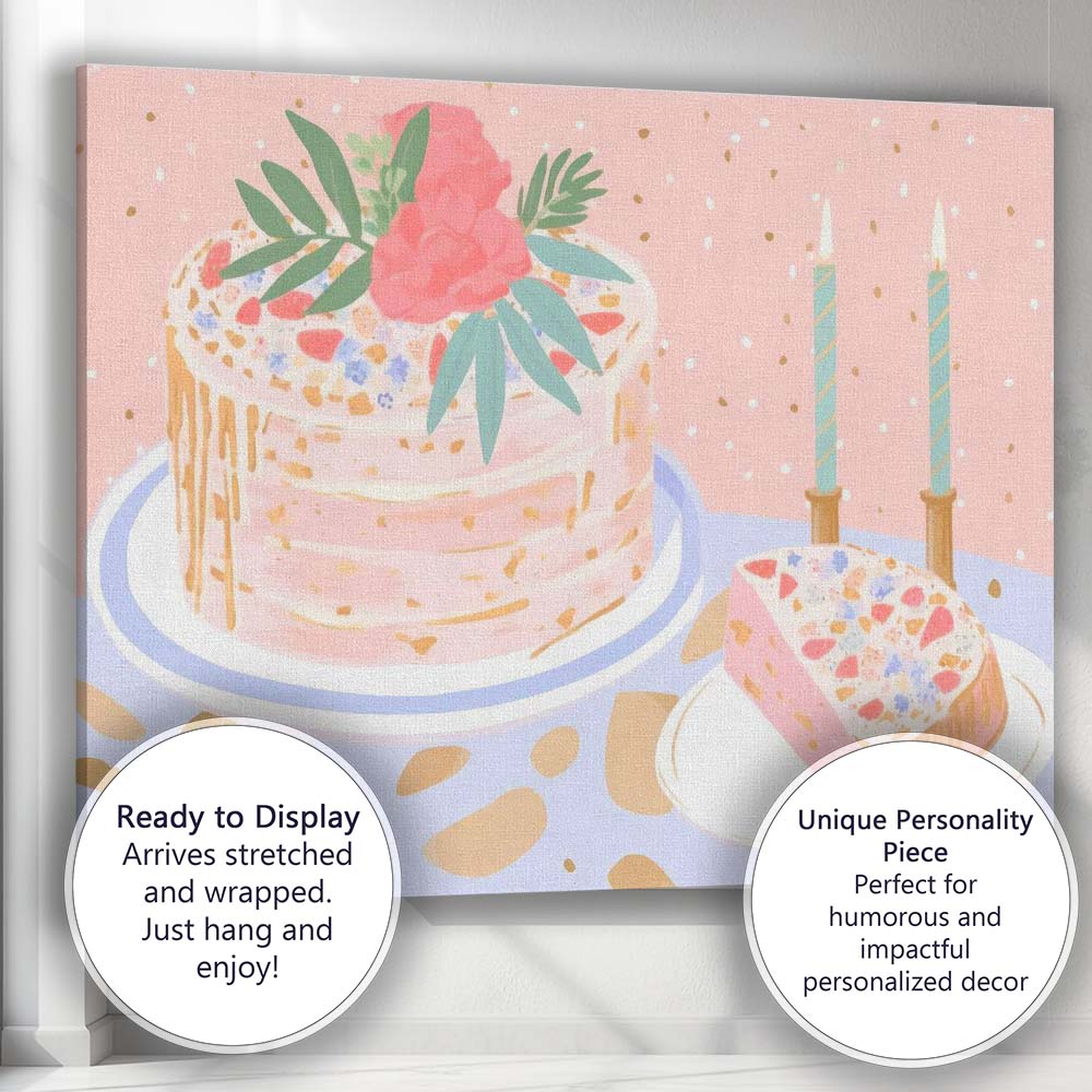 Elegant Celebration Cake with Floral Decoration Canvas Wall Art Print Decor Picture Ready to Hang