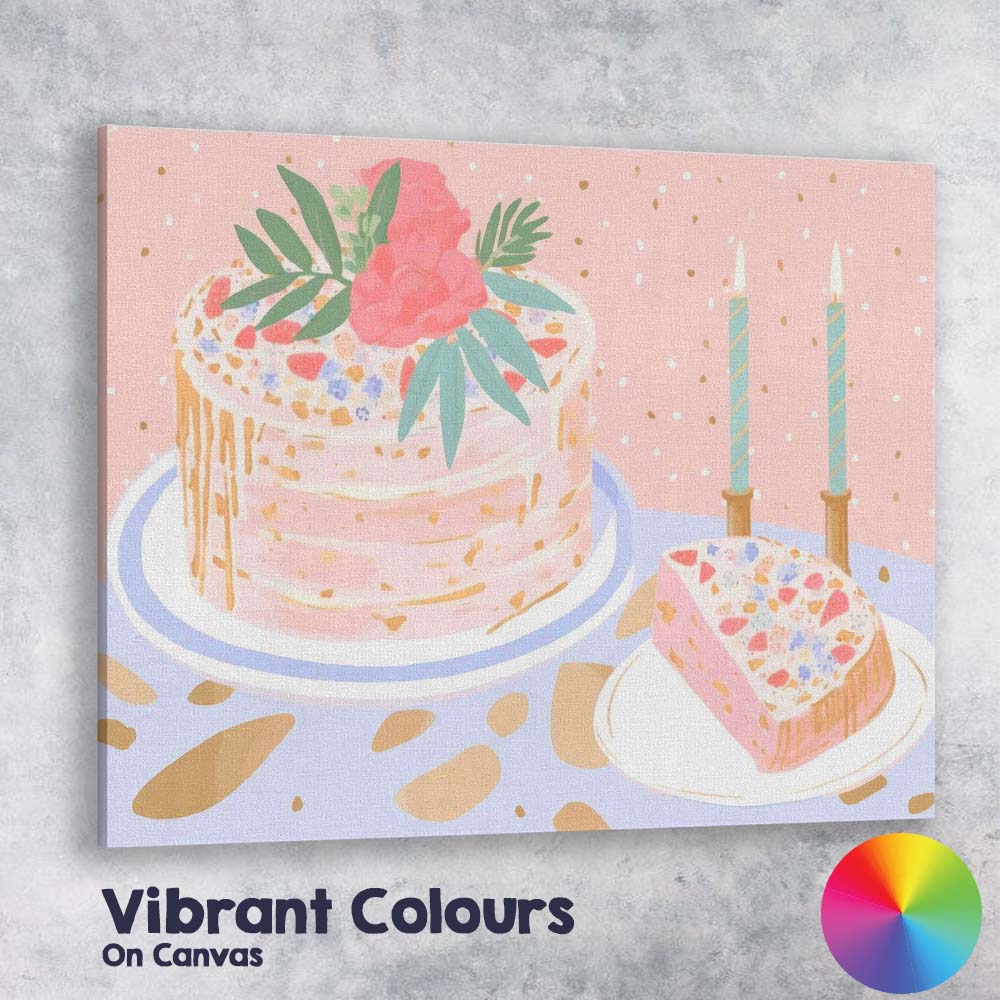 Elegant Celebration Cake with Floral Decoration Canvas Wall Art Print Decor Picture Ready to Hang