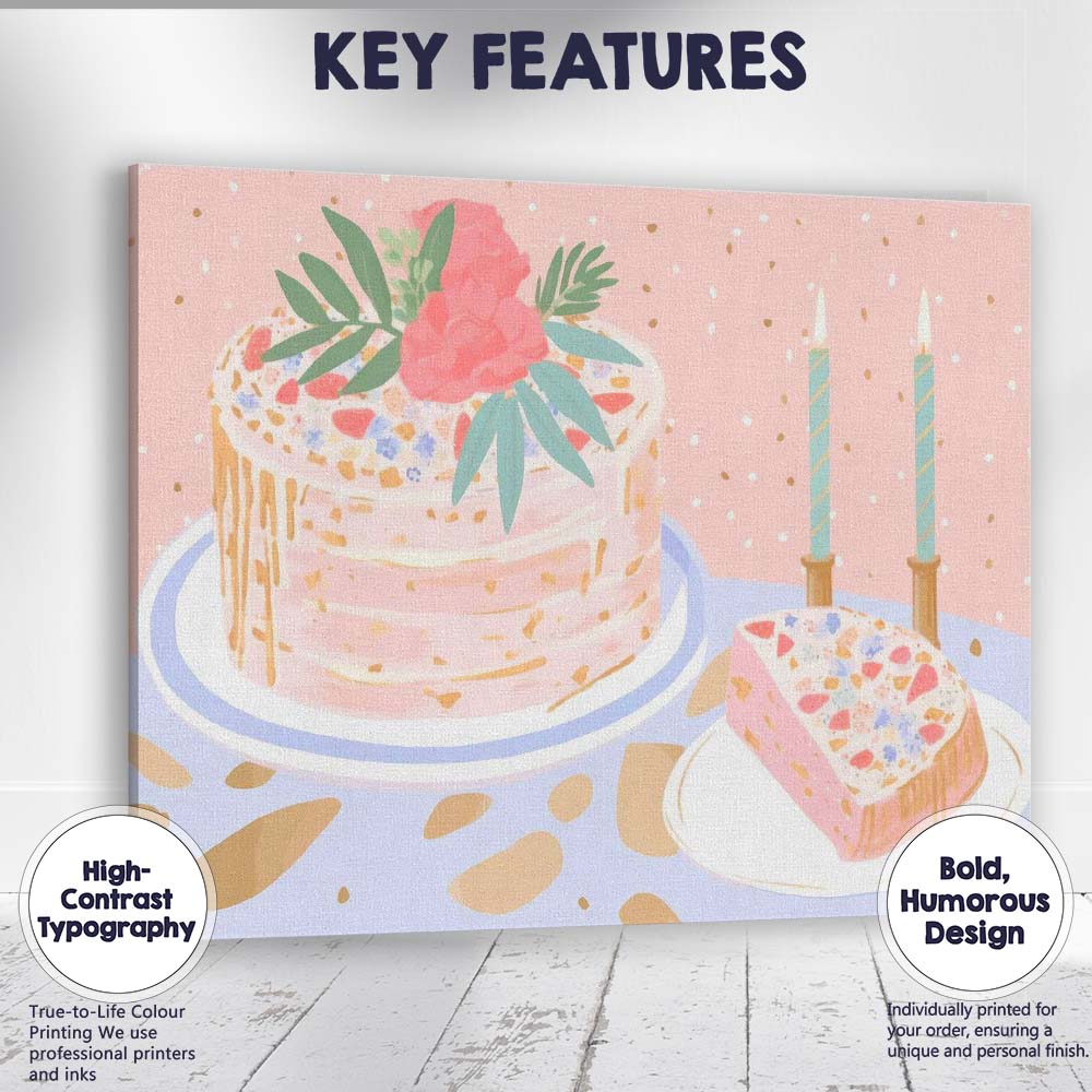 Elegant Celebration Cake with Floral Decoration Canvas Wall Art Print Decor Picture Ready to Hang