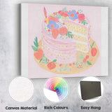 Pink Floral Celebration Layer Cake Watercolour Dessert Canvas Wall Art Print Decor Picture Ready to Hang