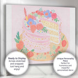 Pink Floral Celebration Layer Cake Watercolour Dessert Canvas Wall Art Print Decor Picture Ready to Hang