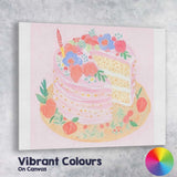 Pink Floral Celebration Layer Cake Watercolour Dessert Canvas Wall Art Print Decor Picture Ready to Hang