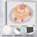 Strawberry Pancakes with Cream Watercolour Breakfast Canvas Wall Art Print Decor Picture Ready to Hang